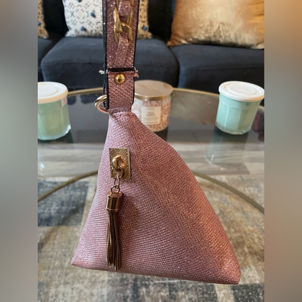 Pink Glittery Mini Handbag Wristlet - Picture 3 of 4